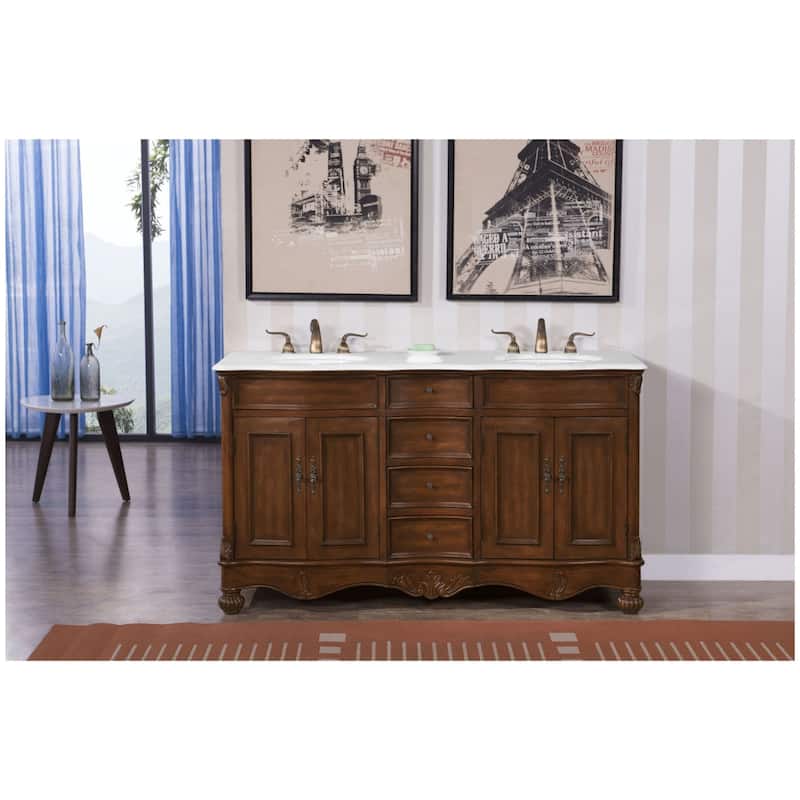 Elegant Lighting VF-1048-VW Windsor 60" Free Standing Double Basin