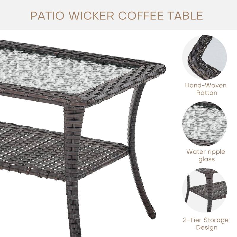 Outdoor Swivel Chairs with Loveseat Coffee Table Brown-Beige - Brown