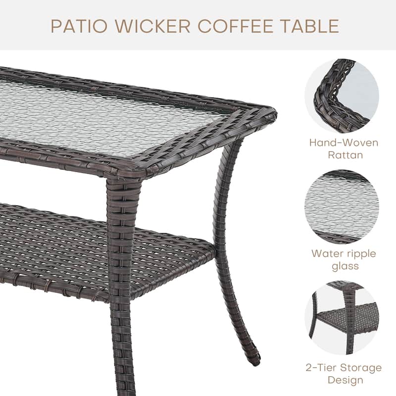 Patio Loveseat with Swivel Chair and Coffee Table - Beige cushion - Brown