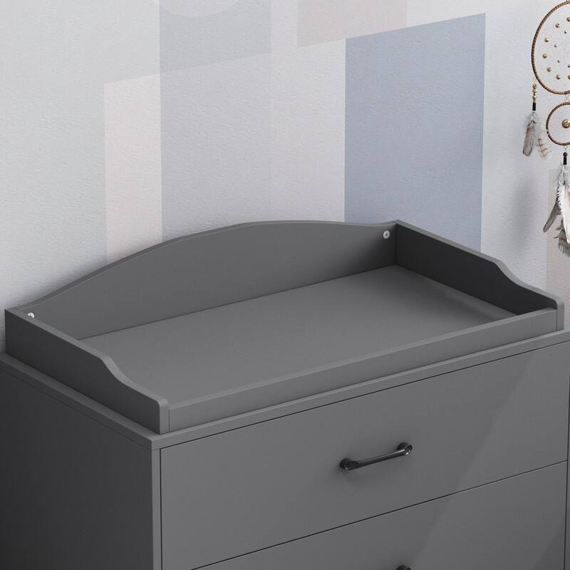 Kerrogee 3-Drawer Dresser with Changing Table - Grey/White/Black