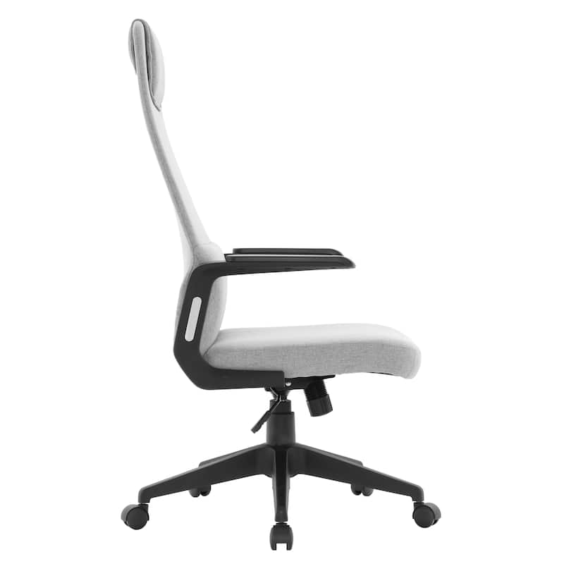Nexa Ergonomic Leather/Polyester High-Back Office Chair with Padded Headrest, Adjustable Height, Swivel, and Smooth Casters