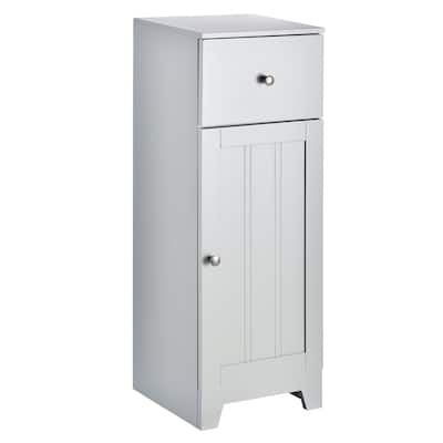 kleankin Small Floor Storage Bathroom Cabinet Organizer with 1 Storage Drawer and Interior Adjustable Shelf, Grey