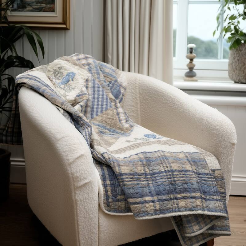 Donna Sharp Coastal Star Cotton Throw - Blue - Throw