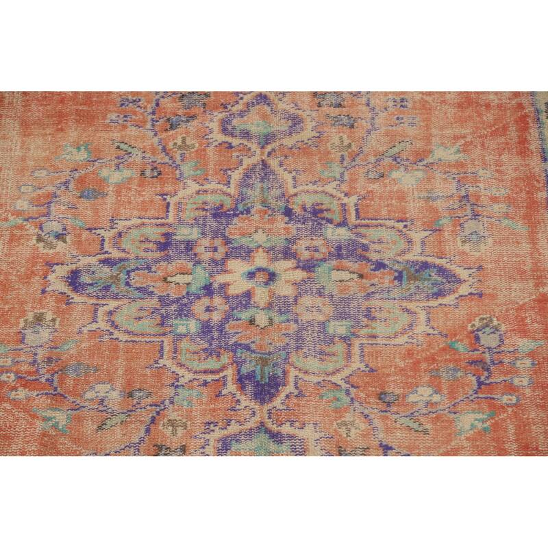 Distressed Sparta Turkish Vintage Area Rug Hand-Knotted Wool Carpet - 6'3" x 9'0"