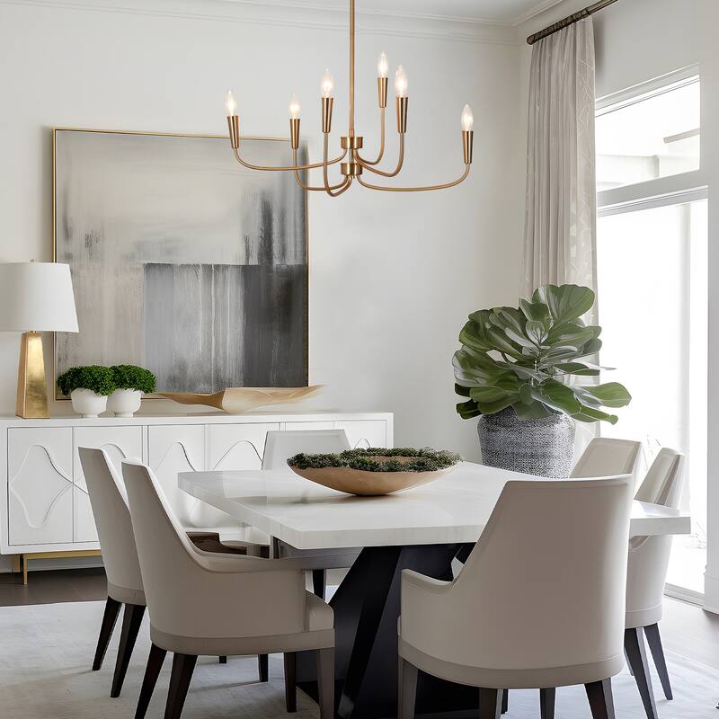 Modern Gold 8-Light Chandelier French Country Wheel Pendant for Dining Room