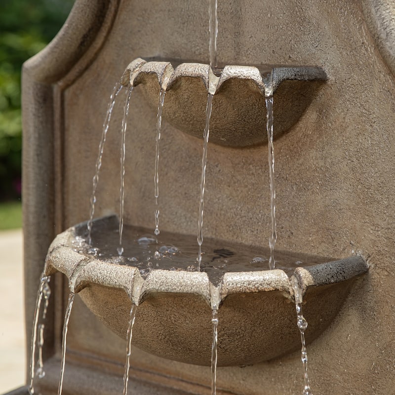 37"H Oversized Antique European Style 3-Tier LED Polyresin Outdoor Fountain
