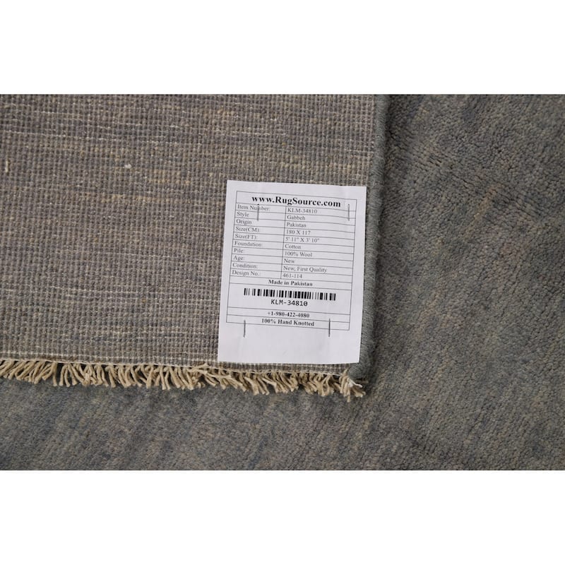 Gray Gabbeh Modern Rug Handmade Oriental Wool Carpet - 3'10"x 5'11"