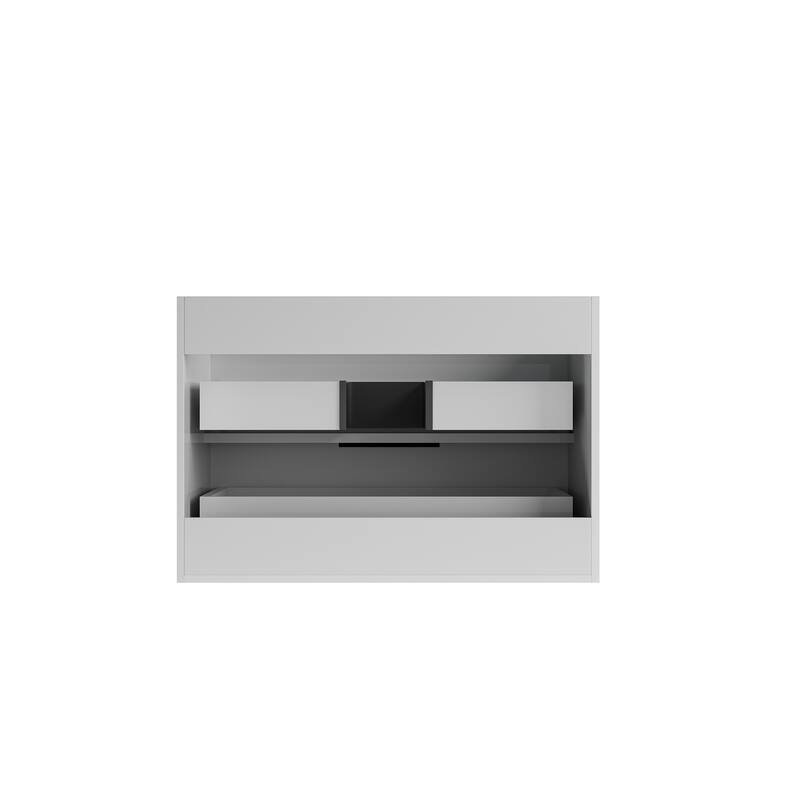 GDFStudio - Zen Modern Mid-Century Wall-Mounted Bathroom Vanity with 2 Soft Close Drawers & Large Storage Spaces, WITHOUT Sink