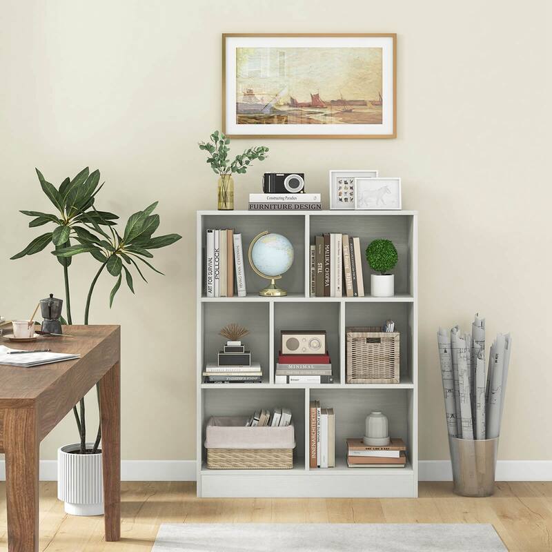 Costway 7-Cube Bookcase for Kids 41" Wooden Toy Storage Organizer - See Details