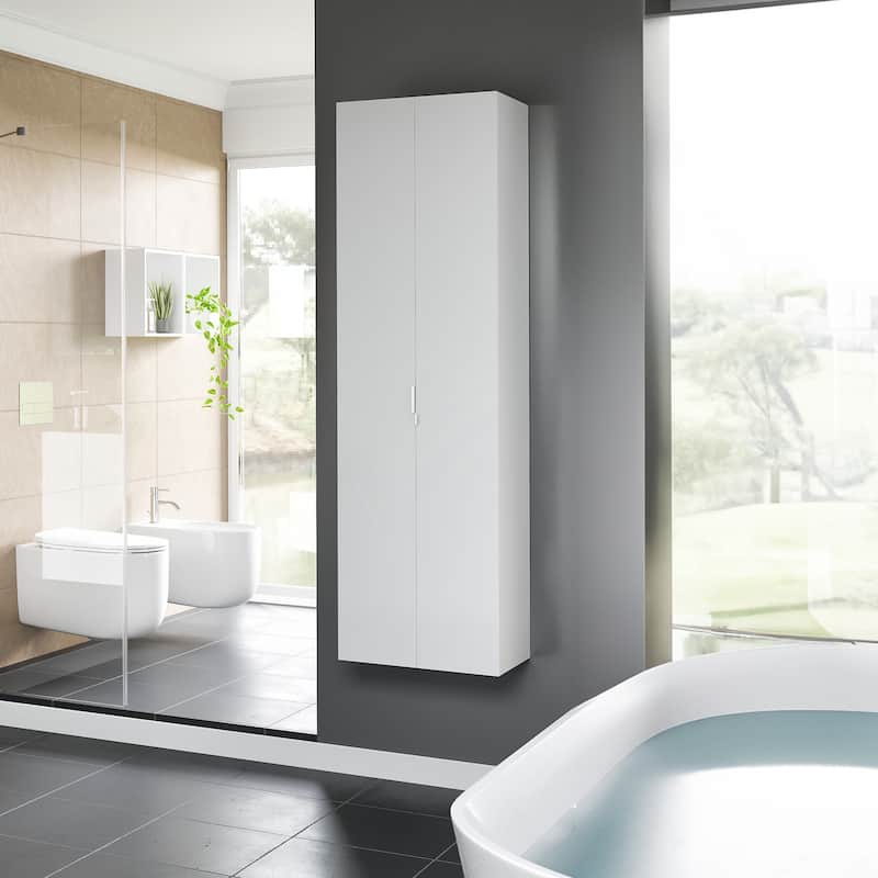 Eviva Luxurious 16"W x 16"D x 67"H Wall-Mounted Linen Cabinet