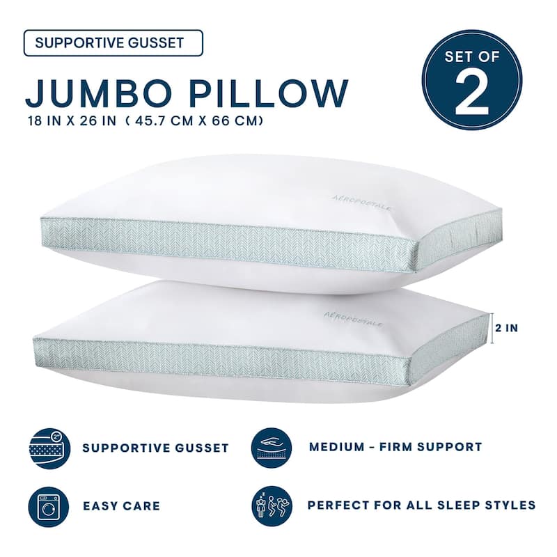 Aeropostale Bed Pillows, 2 Pack Pillows with Chevron Printed Gusset