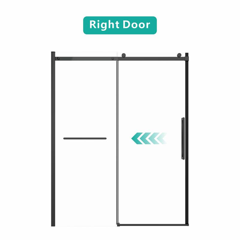 GDFStudio - 76'' H Frameless Sliding Glass Shower Door with Handle and Towel Bar, Easy-Clean Tempered Glass Panels