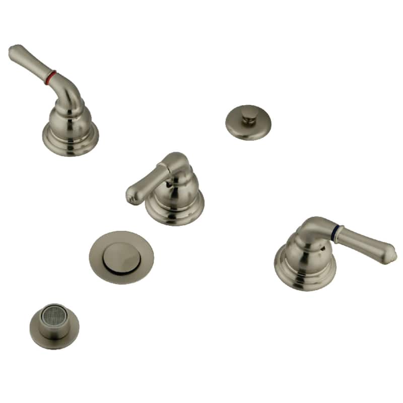 Magellan Three-Handle Deck Mount Bidet Faucet - Brushed Nickel
