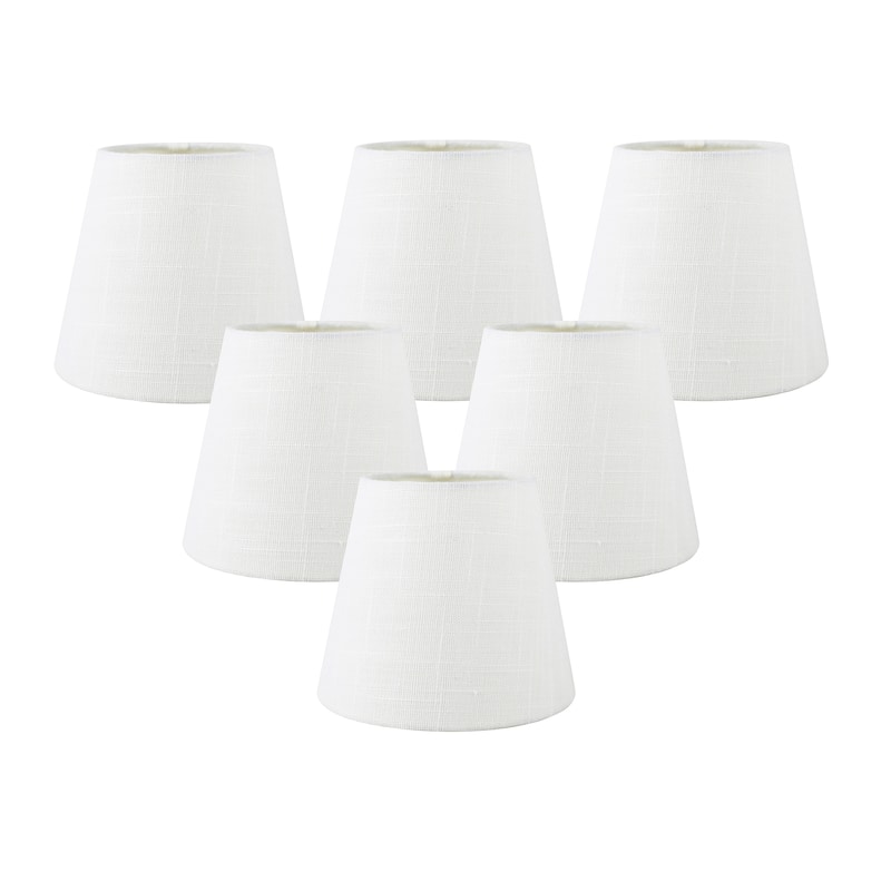 Meriville Linen Clip On Chandelier Lamp Shades, 4-inch by 6-inch by 5-inch - Set of 6 - Off-White