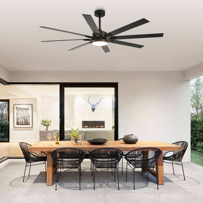 65 in. Integrated LED White Dimmable Ceiling Fan with Light and Remote - 65" D x 65" W x 13.4" H