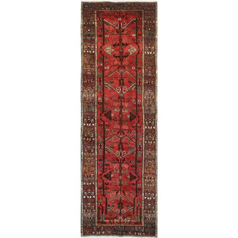Fine Vintage Distressed Ramon Red/Brown Runner - 3'2" x 9'10"
