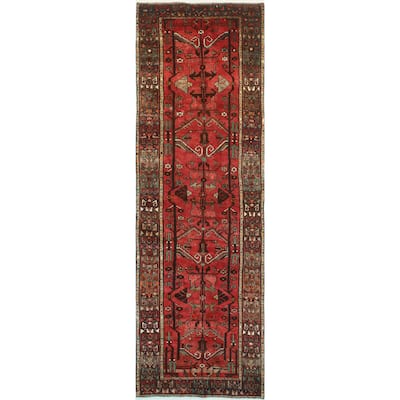 Fine Vintage Distressed Ramon Red/Brown Runner - 3'2" x 9'10"
