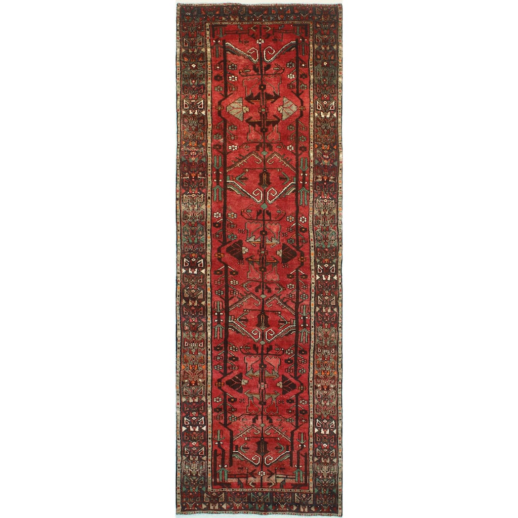 Fine Vintage Distressed Ramon Red/Brown Runner - 3'2" x 9'10"