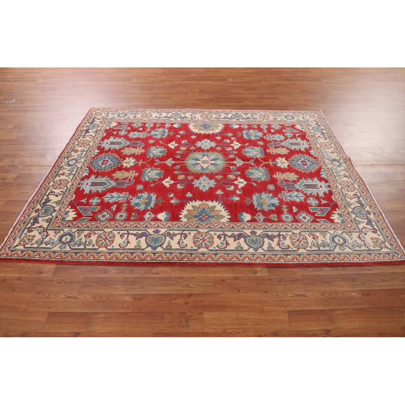 Red Kazak Area Rug Hand-Knotted Bedroom Wool Carpet - 5'1" x 6'7"