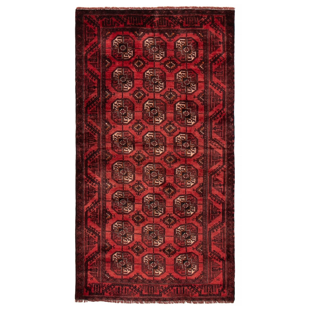 ECARPETGALLERY Hand-knotted Baluch Red Wool Rug - 3'9 x 6'11