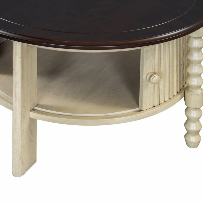 Vintage Coffee Table with Sliding Door Storage,for Small Living Spaces