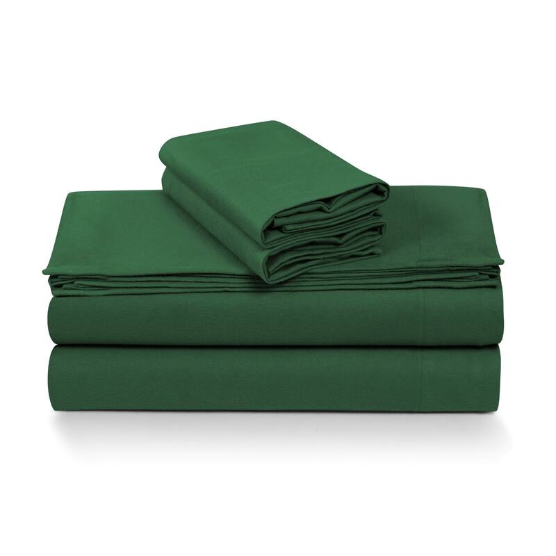 6-oz Cotton German Flannel Deep Pocket Sheet Set - Full - Emerald Green