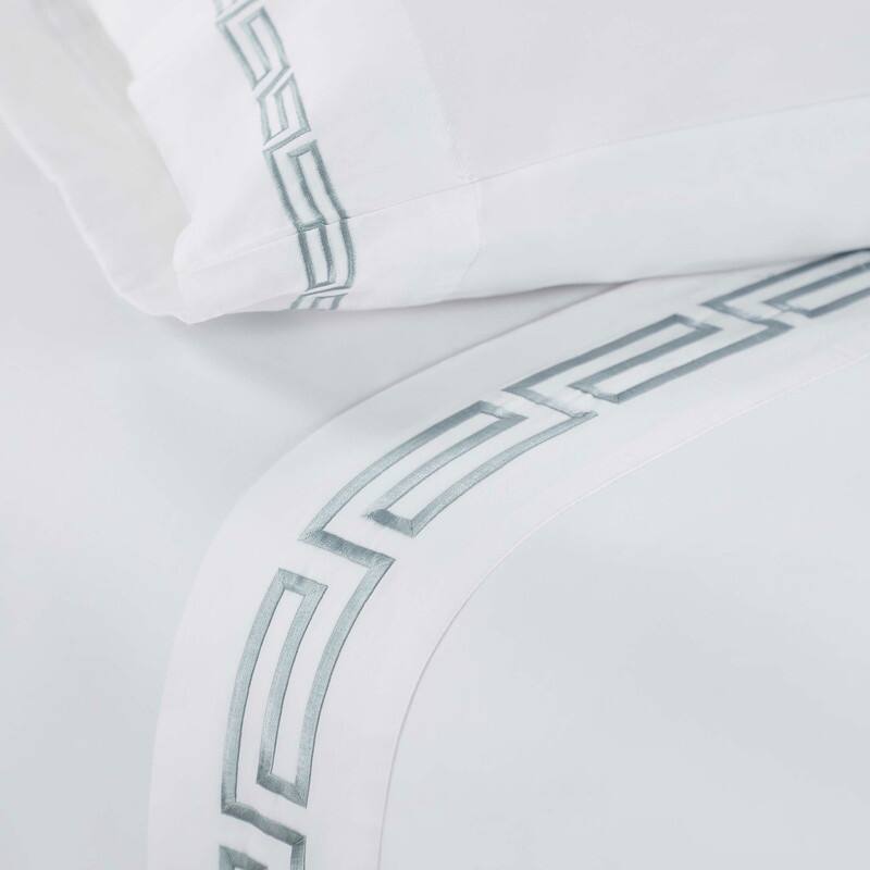 Blue Nile Mills Haven Cotton Greek Key Embroidered Bed Sheet Set