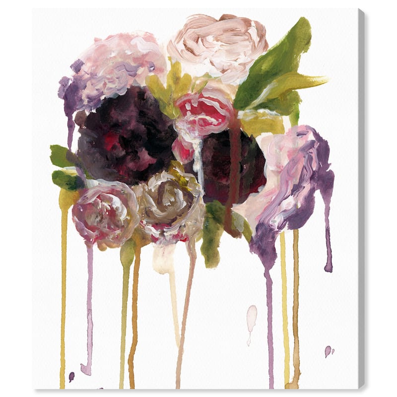 Wynwood Studio Canvas Abstract Dripping Flowers Pink and Modern & Contemporary Wall Art Canvas Print