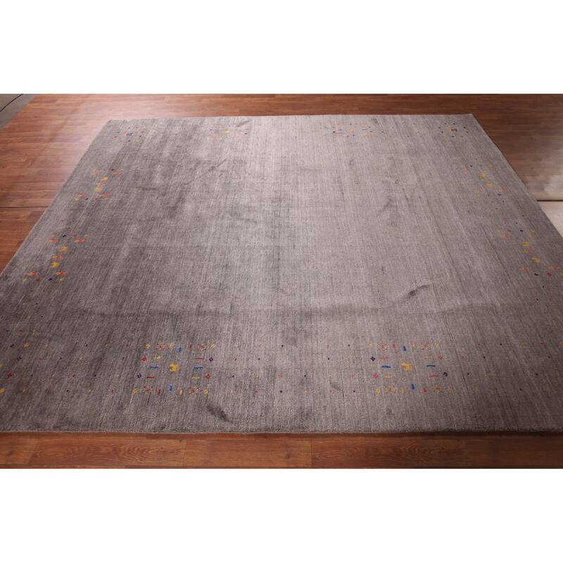 Gabbeh Oriental Area Rug Hand-Knotted Tribal Brown Wool Carpet - 7'8"x 9'9"