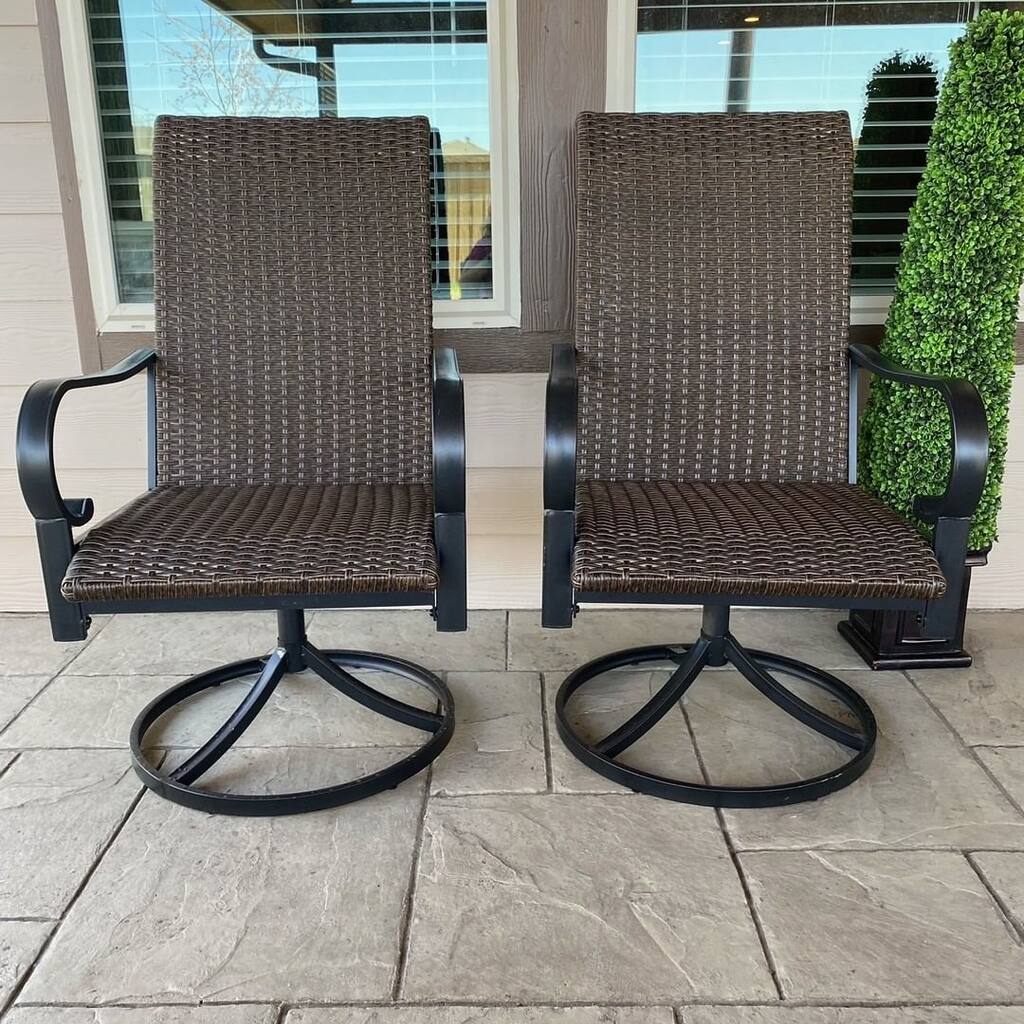MAISON ARTS Rattan Swivel Patio Dining Chairs, Set of 2