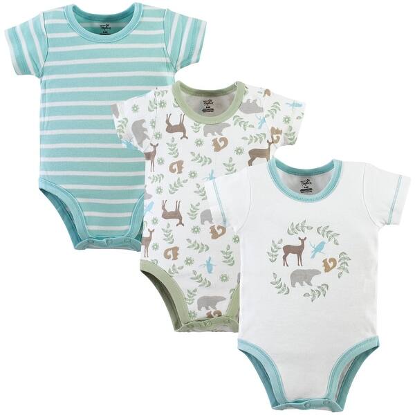 slide 1 of 1, Touched by Nature Organic Cotton Bodysuits 3pk, Forest 0-3 Months - Forest