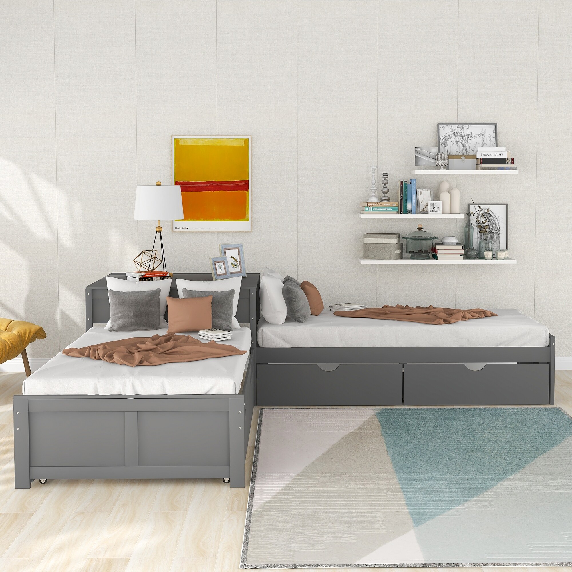 L shaped twin bed set on sale