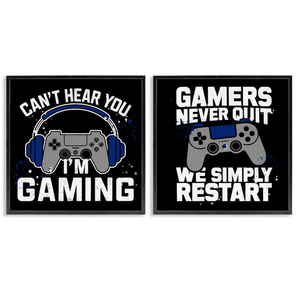 Stupell Hardcore Gamer Expressions Framed Giclee Art Design By Kim Allen (Set of 2)