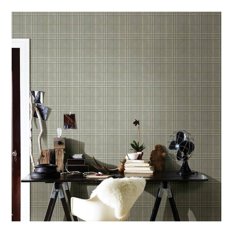 Chesapeake Rockefeller Sage Plaid Wallpaper - 20.5 x 396 x 0.025