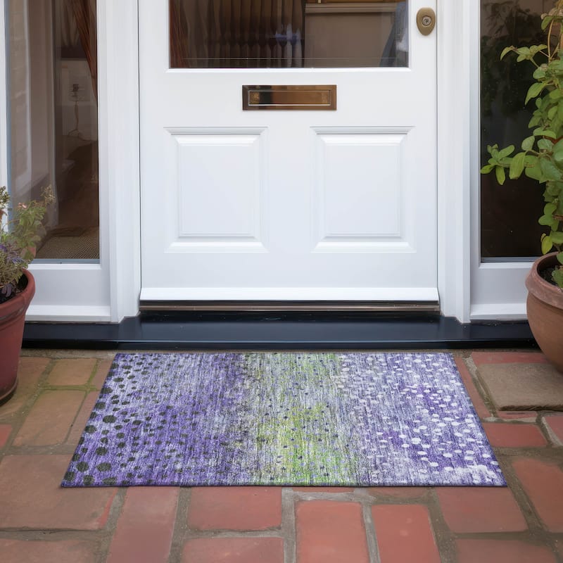 Machine Washable Indoor/ Outdoor Abstract Modern Chantille Rug