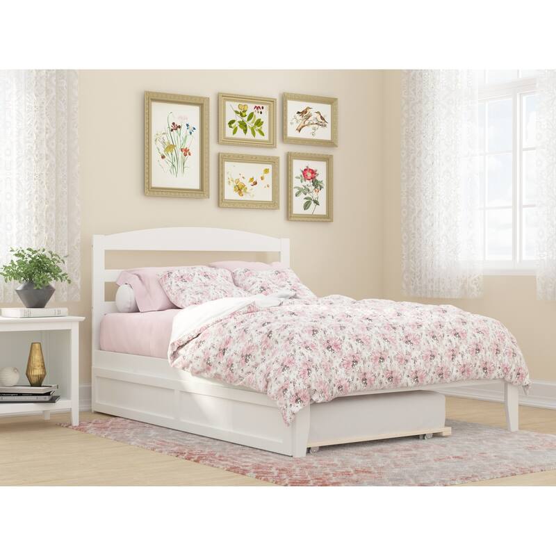 Full Size Platform Bed with Trundle & Charging Station - Modern Style Bedroom Furniture