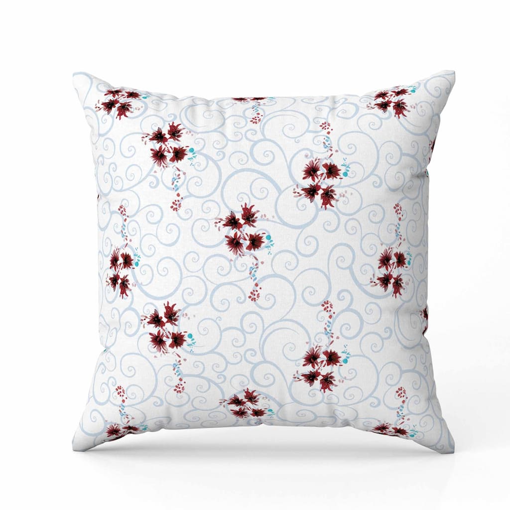 Orchid Artistry Faux Suede Reversible Throw Pillow Blue and Red