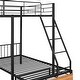 preview thumbnail 8 of 20, Full Over Twin & Twin Triple Bunk Bed with Drawers and Middle Table, Convertible Metal Bunk Bed Frame with Ladder and Guardrails