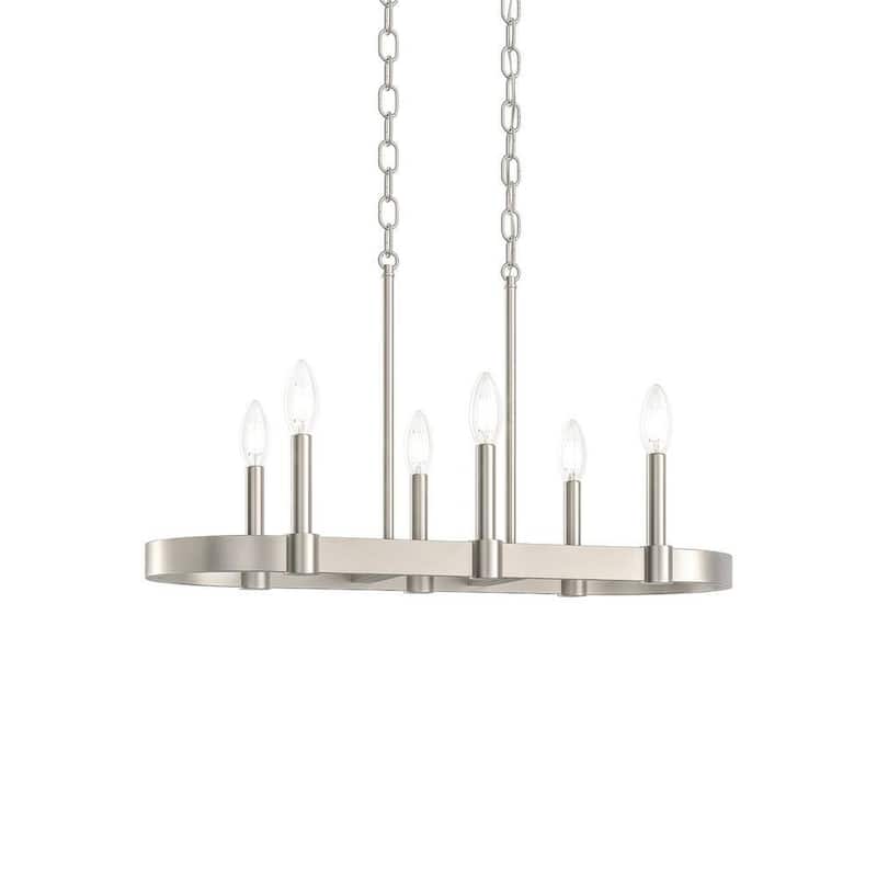 Brene 28"W 6-light Linear Farmhouse Chandelier by Kichler Brushed Nickel Finish - N/A - Brushed Nickel