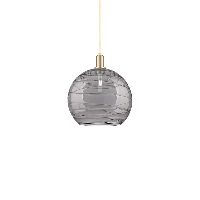 Innovations Lighting 716-1S-16-14 Athens Deco Swirl Pendant Athens - Champagne Bronze / Light Smoke Deco Swirl