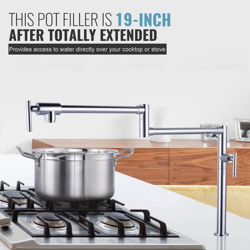 WOWOW Deck Mount Double Handle Pot Filler Faucet