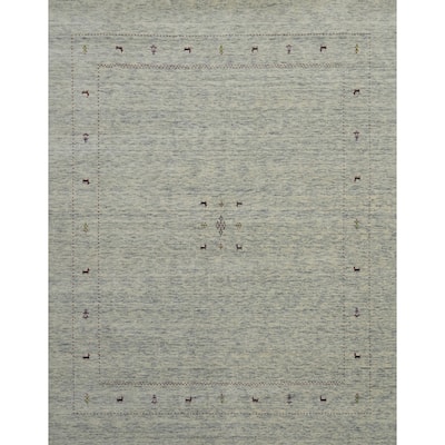Hand Knotted Oriental 100% Wool Carpet Tribal Animal Pictorial Beige & Ivories Gabbeh Area Rug - 9' 11'' X 8' 7''