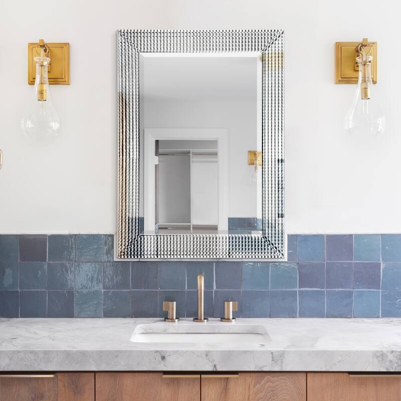 Bling Beveled Glass Rectangle Wall Mirror,Bathroom Mirror - 30 in. x 1.24 in. x 40 in.