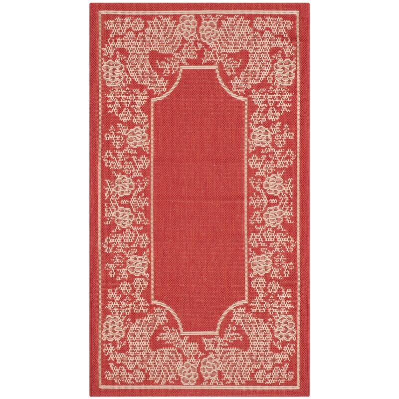 SAFAVIEH Courtyard Terry Indoor/ Outdoor Waterproof Patio Backyard Rug - 2' x 3'7" - Red/Natural