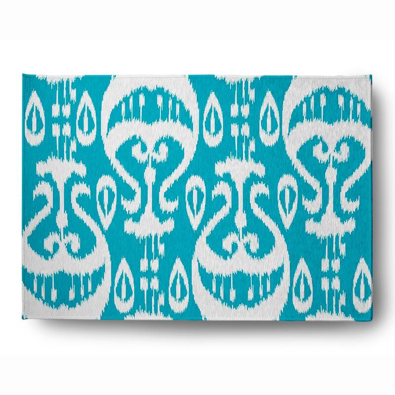 Ikat Soft Chenille Rug - 5' x 7' - Turquoise