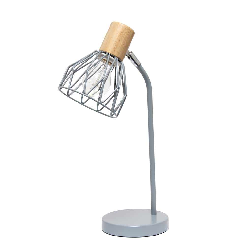 Farmhouse Style Desk Lamp with Wire Cage Shade - 18" - Gray