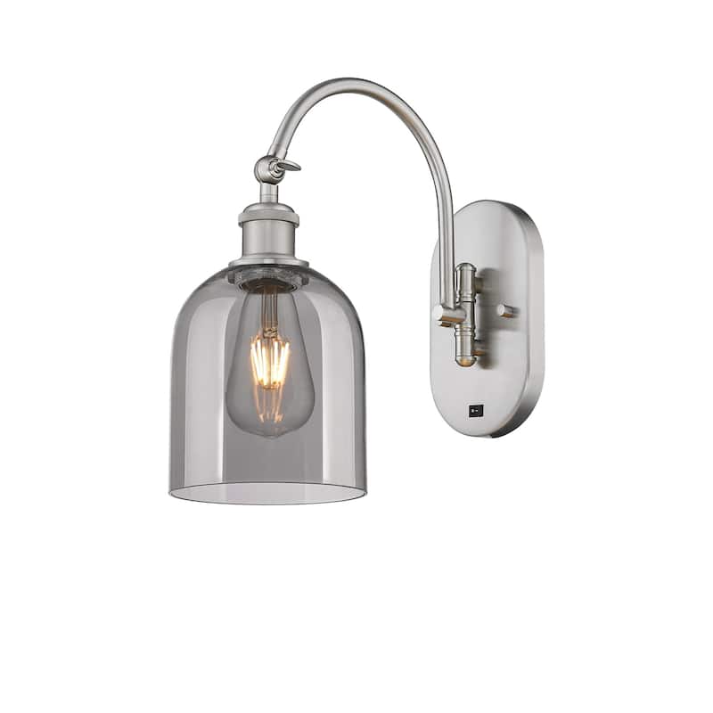 Innovations Lighting 518-1W-13-6 Bella Sconce Bella 13" Tall Wall - Brushed Satin Nickel / Light Smoke