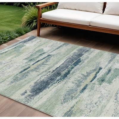 HomeRoots Abstract Transitional Rectangle Outdoor Rug