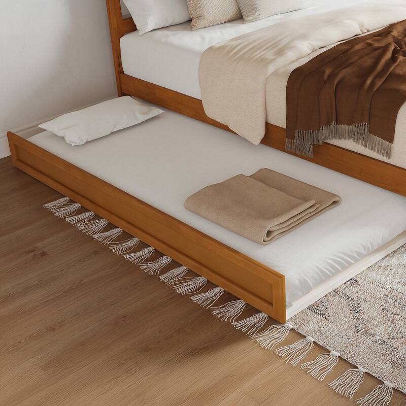 Roslyn Platform Bed with Modern Panel Footboard and Twin XL Trundle