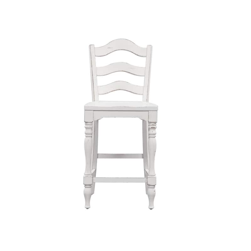 Magnolia Manor Antique White Weathered Bark Ladder Back Counter Chair (Set of 2)
